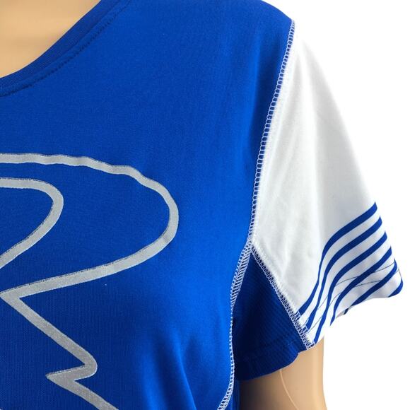 Halloway XL Women’s Blue R We Have No Desire to Ever Give Up Jersey Tee Shirt - Picture 2 of 5